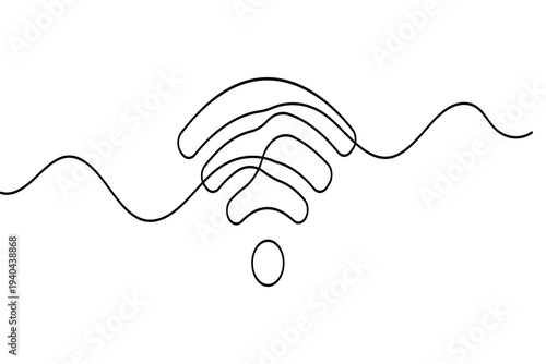 Minimalism wifi symbol one line drawing isolated on white background vector