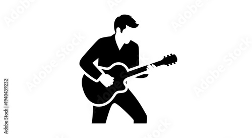 Man Playing Electric Guitar Silhouette.