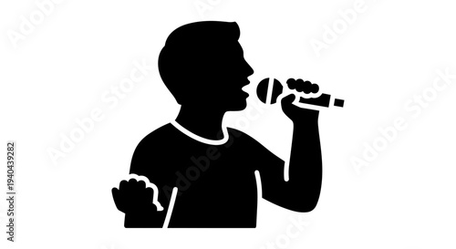 Man Singing into Microphone Silhouette.