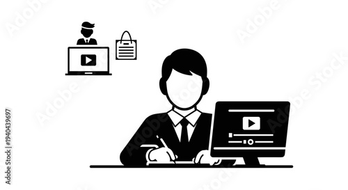 Man Working on Video Content.