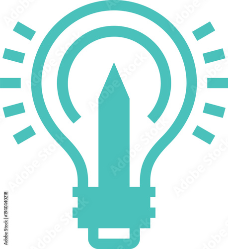 Modern light bulb flat line vector illustration icon design concept.