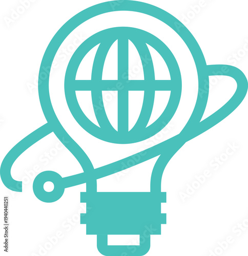 Modern light bulb flat line vector illustration icon design concept.