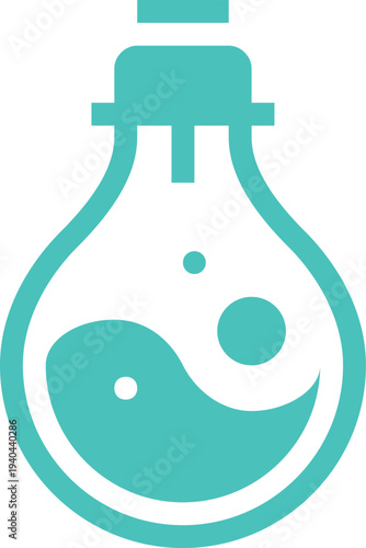 Modern light bulb flat line vector illustration icon design concept.