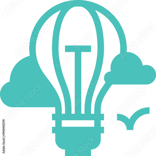 Modern light bulb flat line vector illustration icon design concept.