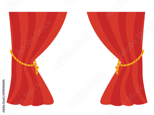 Red curtains, theater fabric silk decoration, opera hall, interior decoration
