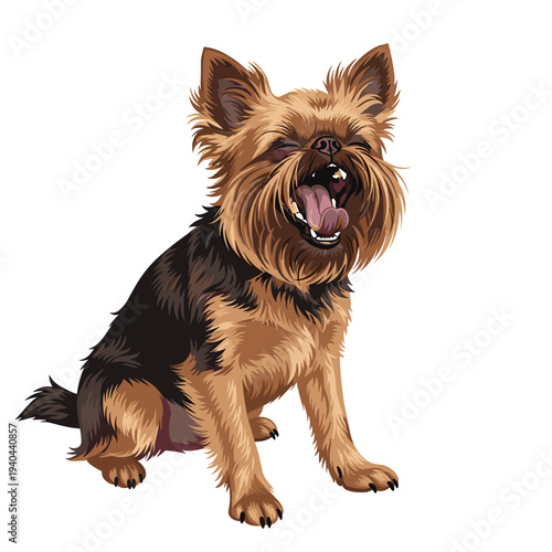 Griffon dog yawning illustration