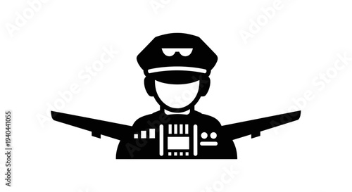 Pilot Silhouette Icon Aviation Professional.