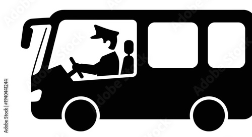 Silhouette of Bus with Graduates.