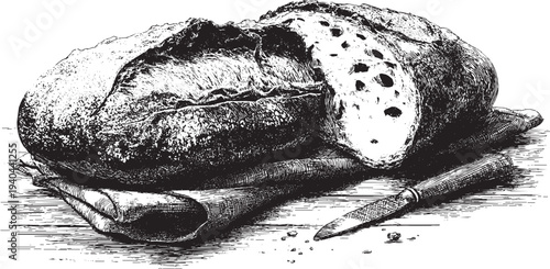 Classic loaf of bread (Somun) illustration on a white background. This vector illustration can be used in any size you like for advertising, logos, and other work.
