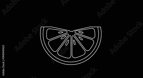Simple Line Drawing of Lemon Slice.