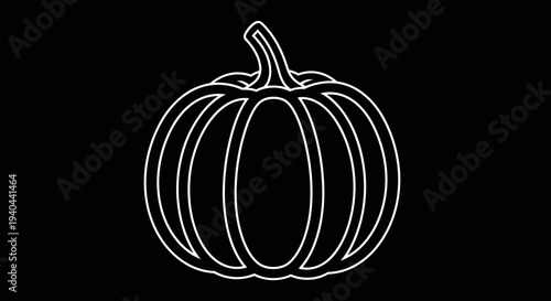 Simple White Pumpkin Outline Illustration.