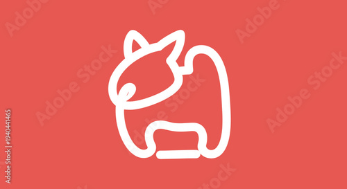 Simple White Cat Logo Design.