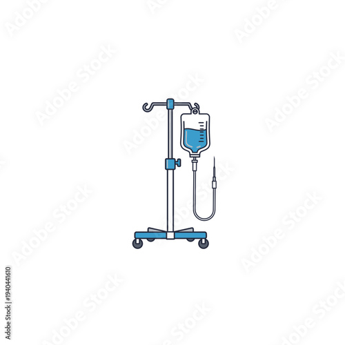 Medical iv infusion pump stand with blue accents
