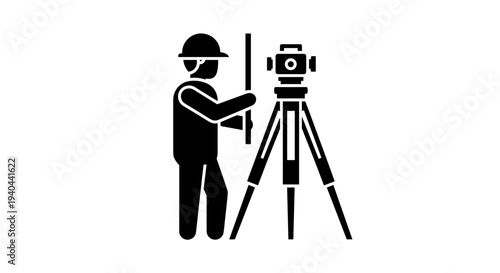 Surveyor Using Theodolite for Measurement.