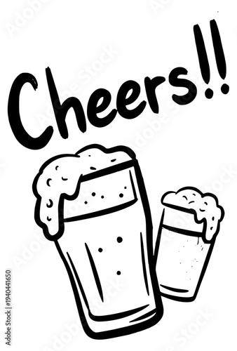 Cheers beer mugs clinking (bubbles version)