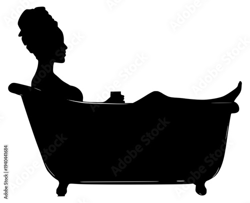 Woman in bathtub silhouette
