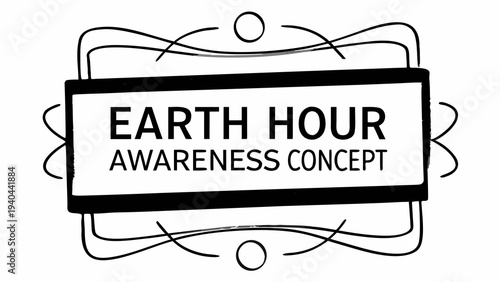 A hand drawn linear design for the Earth Hour awareness concept promoting environmental change