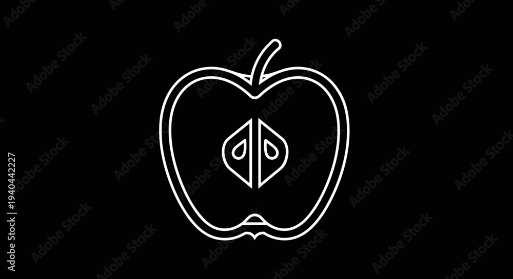 Fototapeta premium White Apple Logo on Black Background.