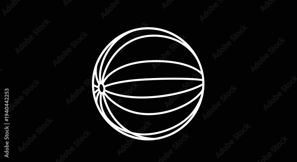 Obraz premium White Basketball Outline on Black Background.