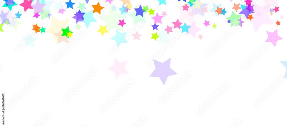 Fototapeta premium Colorful Star Confetti Border for Celebration and Festive Design