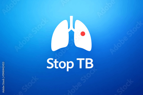 Stop Tuberculosis Awareness Campaign Graphic with Lungs Symbol and Text