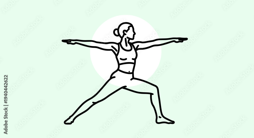 Fototapeta premium Woman in Yoga Warrior Pose.