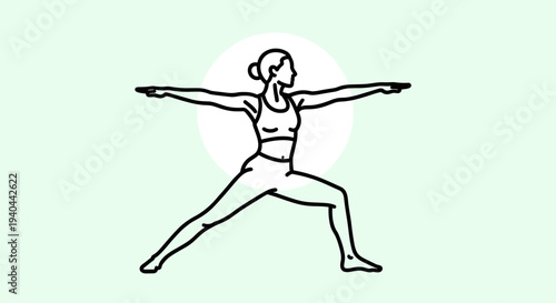 Woman in Yoga Warrior Pose.