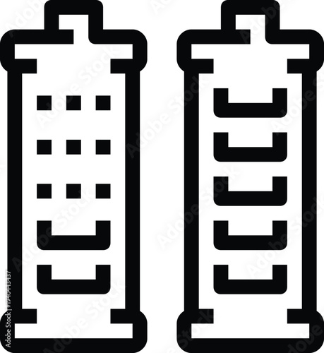 Modern rechargeable battery flat line vector illustration icon design concept. Icon for mobile and web graphics. Flat symbol, logo creative concept. Simple and clean flat pictogram