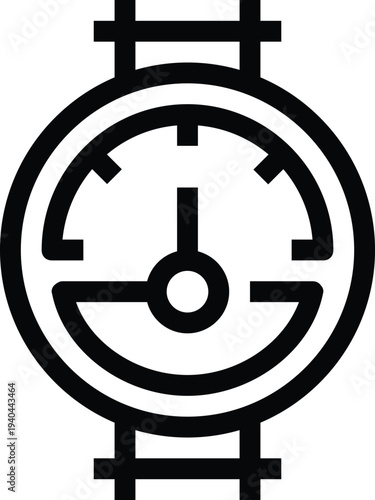 Modern pressure meter flat line vector illustration icon design concept. Icon for mobile and web graphics. Flat symbol, logo creative concept. Simple and clean flat pictogram