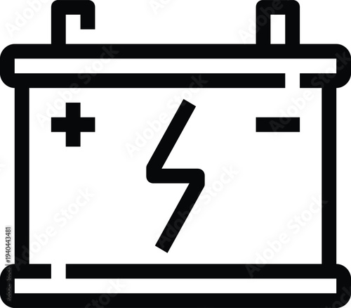 Modern accumulator flat line vector illustration icon design concept. Icon for mobile and web graphics. Flat symbol, logo creative concept. Simple and clean flat pictogram