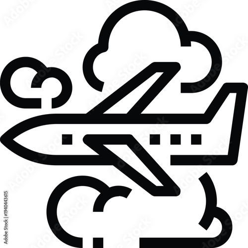 Modern airplane flight flat line vector illustration icon design concept. Icon for mobile and web graphics. Flat symbol, logo creative concept. Simple and clean flat pictogram