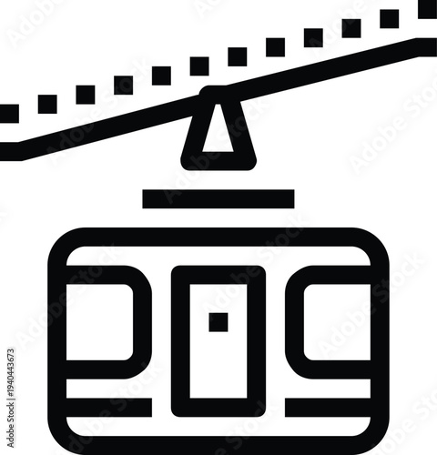 Modern cableway flat line vector illustration icon design concept. Icon for mobile and web graphics. Flat symbol, logo creative concept. Simple and clean flat pictogram