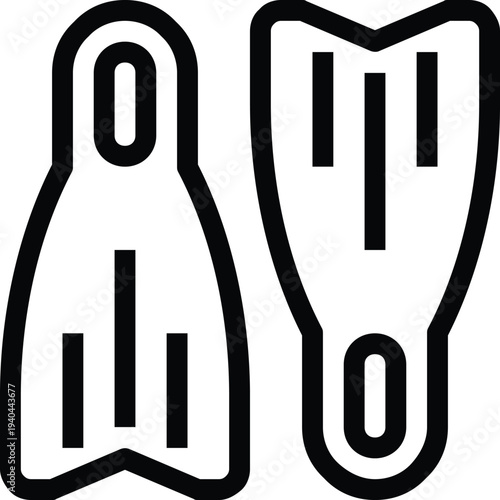 Modern flippers flat line vector illustration icon design concept. Icon for mobile and web graphics. Flat symbol, logo creative concept. Simple and clean flat pictogram