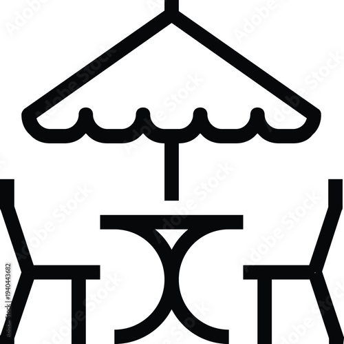 Modern cafe terrace flat line vector illustration icon design concept. Icon for mobile and web graphics. Flat symbol, logo creative concept. Simple and clean flat pictogram