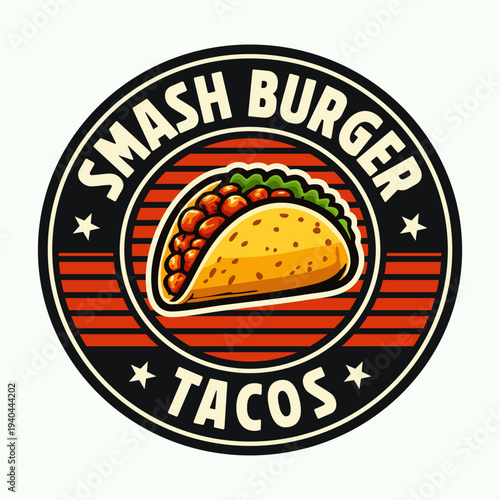 Smash burger taco logo vector