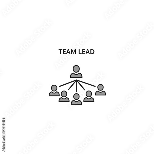 A simple line icon depicting a team lead with team members