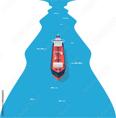 Photos Cargo tanker ship transporting goods through a water canal