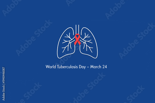 A graphic illustration of lungs with a red ribbon on World Tuberculosis Day on March 24