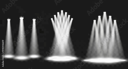 spotlight beams shining on stage vector illustration