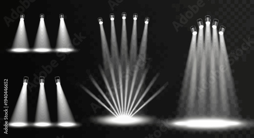 spotlight beams shining on stage vector illustration