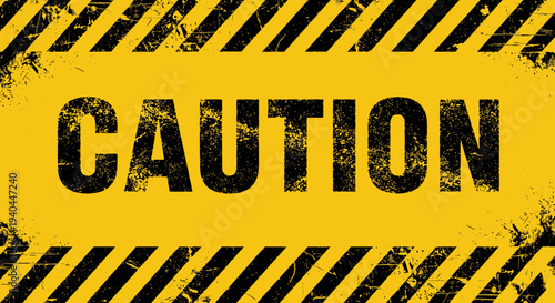 Caution sign with black stripes on yellow background vector illustration