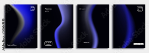 with black, teal blue colors.  set of blue banners with reflection