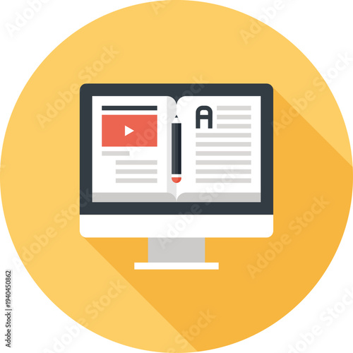 tutorials flat web icon concept