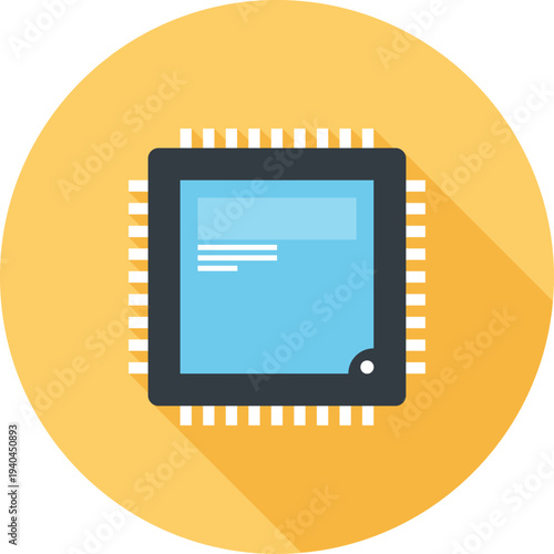 processor flat web icon concept