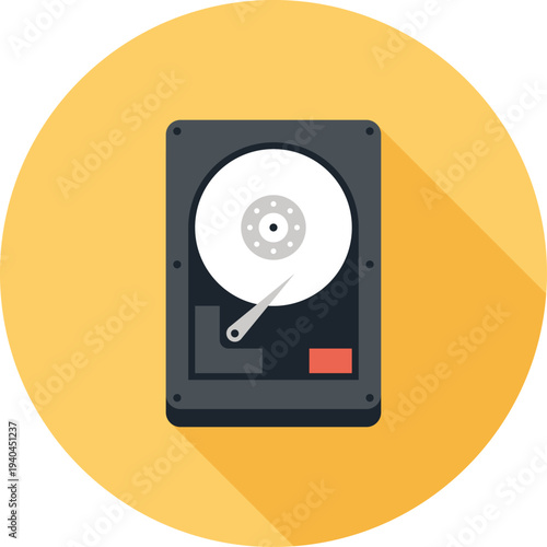 hard disc drive flat web icon concept