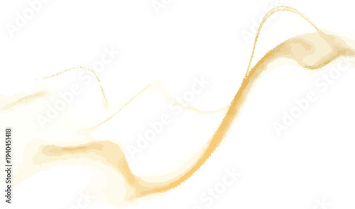 Golden Smoke Wave on White Background
