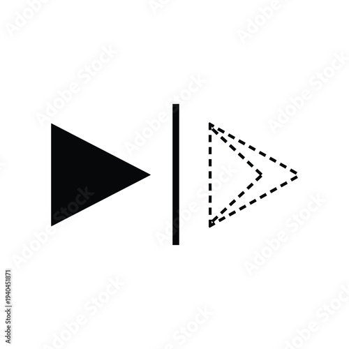 Black triangle and dotted outline on white