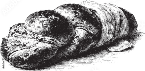 Braided Challah bread illustration on a white background. This vector illustration can be used in any size you like for advertising, logos, and other work.
