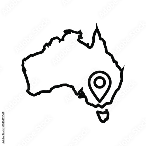 Australia map with location pin icon