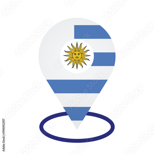 Uruguay Flag Map Pin Location Icon Vector Set